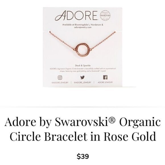 New Adore Organic Circle Rose Gold Bracelet with Swarovski Crystal - Picture 10 of 11